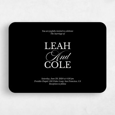 Black Rounded Wedding Invitation - Ellis Landscape