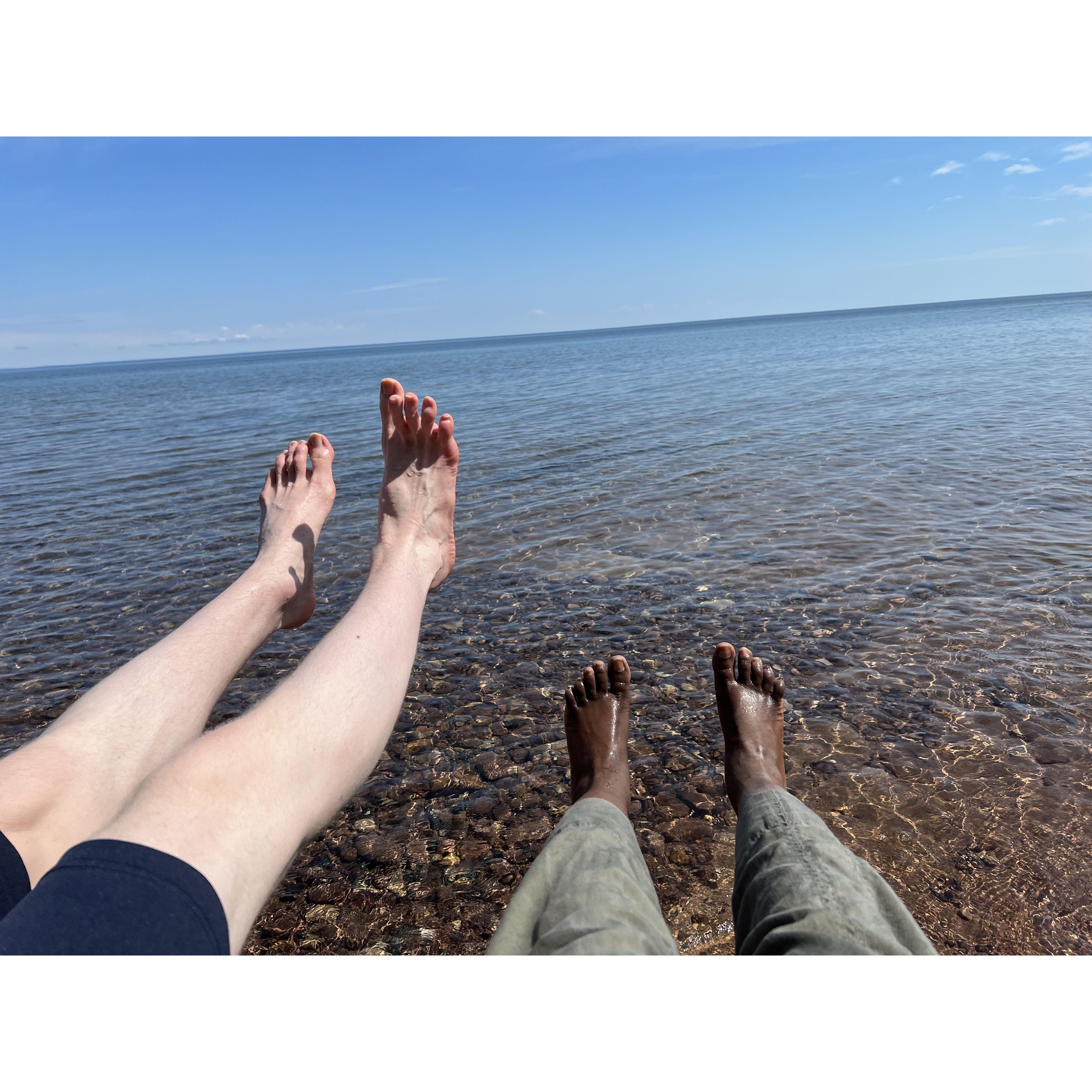 Experiencing the crisp chill of Lake Superior!