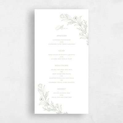 Sage, Green Wedding Menu - Seraphine Letterpress