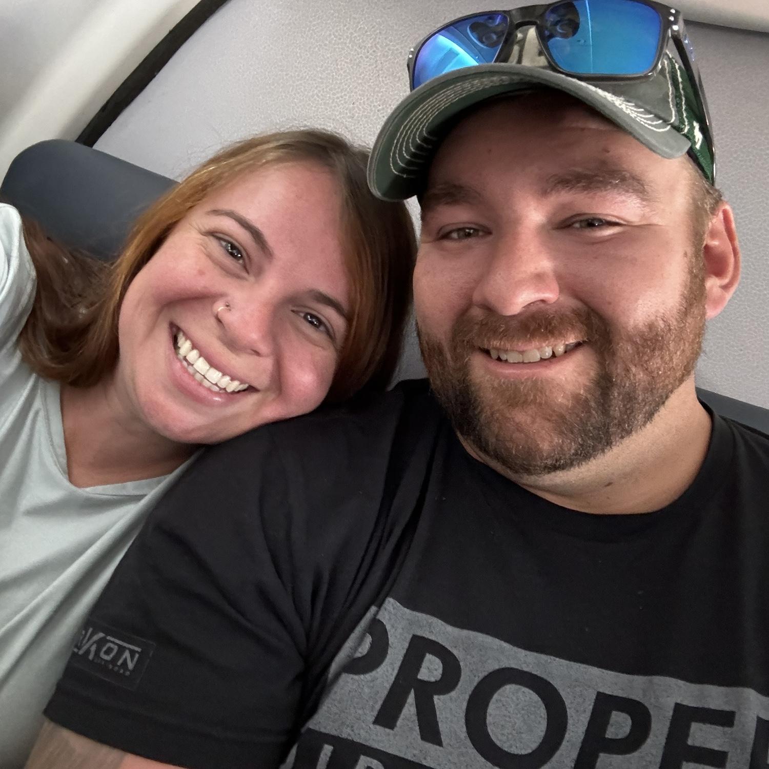 Our first flight together, and last airport good bye!