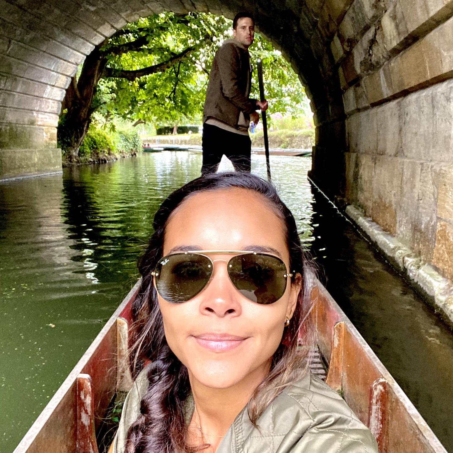Bryce attempting to learn punting in Oxford