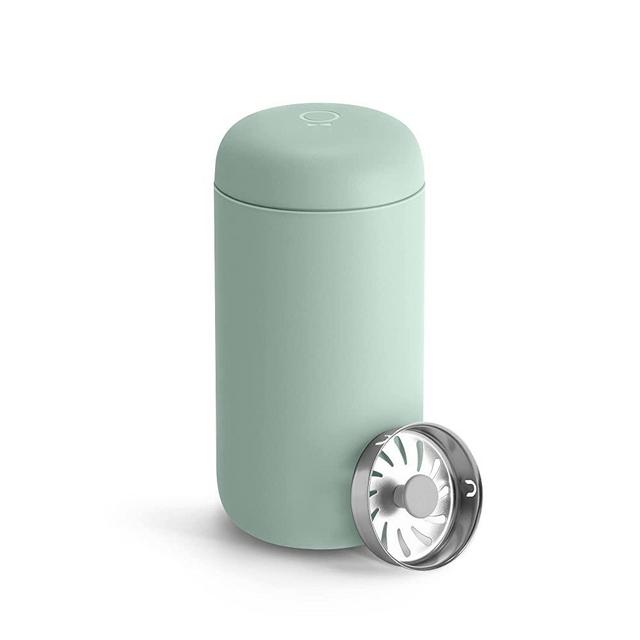 Fellow Carter Move Travel Mug - Vacuum-Insulated Stainless Steel Coffee and Tea Tumbler with Ceramic Interior and Splash Guard, Mint Chip Green, 12 oz Cup