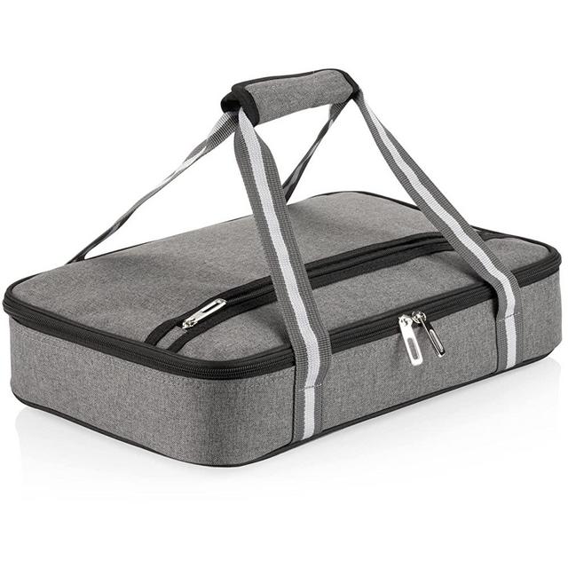 Gray Insulated Casserole Carrier and Lasagna Holder for Picnic Potluck Beach Day Trip Camping Hiking - Hot and Cold Thermal Bag in Gray – Tote can hold 11 x 15 or 9 x 13 baking dish