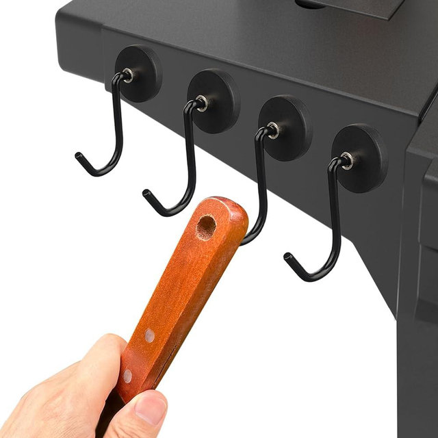 UNUSFIRE Smoker Grill Hooks 4 Pack Heavy Duty,Non-Slip Magnetic Grill Hooks for Grill Utensils,Strong Magnetic Hooks for Traeger Blackstone Pit Boss Camp Chef Z Grills BBQ Grill Accessories