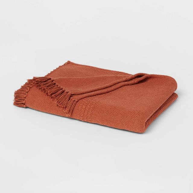 Woven Textural Stripe Oversized Throw Blanket Rust - Threshold™