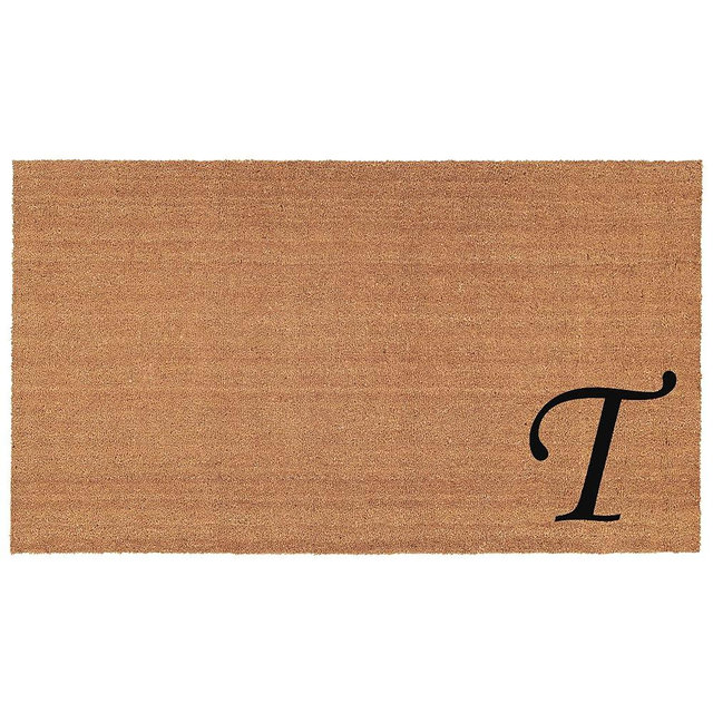 Home & More 153622436T Urban Chic Monogram Doormat (Letter T), Black/Natural, 24" x 36"