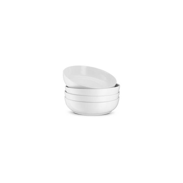 Kook Ceramic Pasta Bowls, Set of 4, 40 oz, White