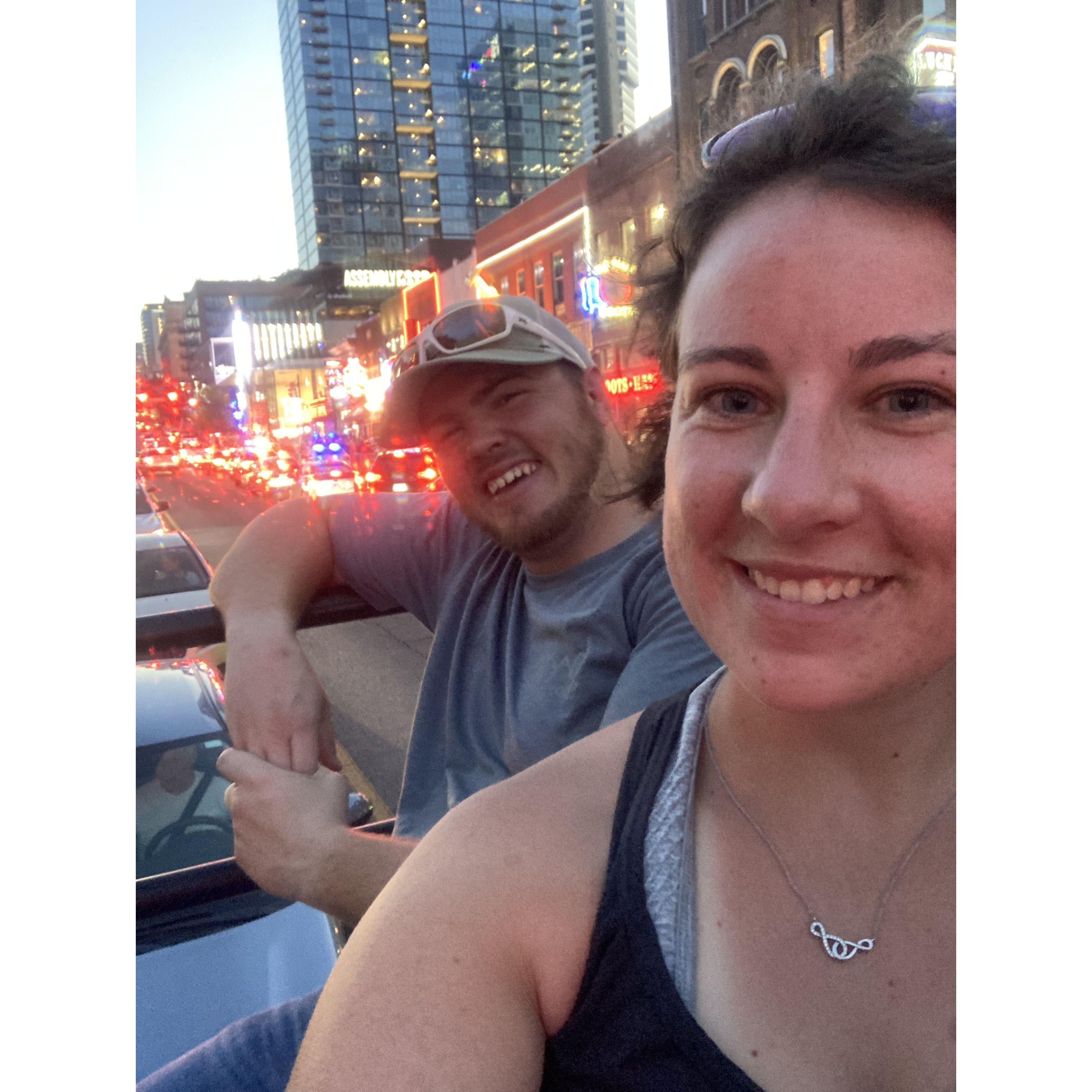 Touring downtown Nashville Tennessee on a monster truck tour