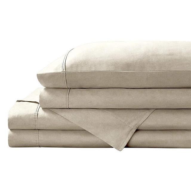 Brielle Home 300TC Organic Heather Printed SS QN Taupe