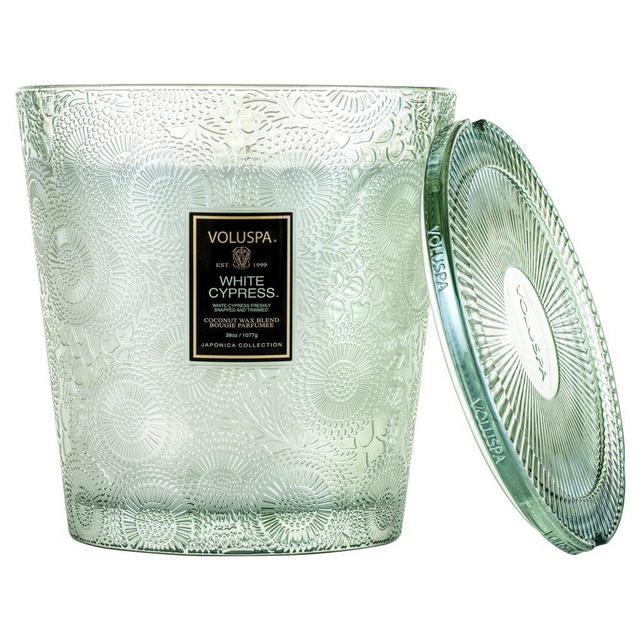 VOLUSPA White Cypress 3 Wick Hearth Candle