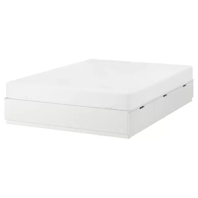 NORDLIBed frame with storage, whiteQueen