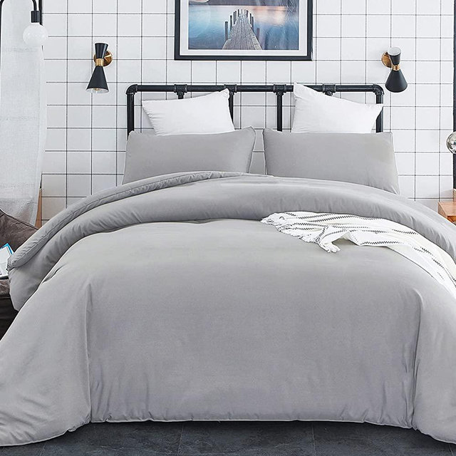 Luxlovery Silver Grey Comforter Set California King Solid Grey Bedding Comforter Set King Size Women Men Light Grey Bedding Set Soft Breathable Cozy Blanket Quilts 3 Piece Gray Comforter Cal King