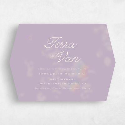 Purple Diamond Wedding Invitation - Ola Landscape