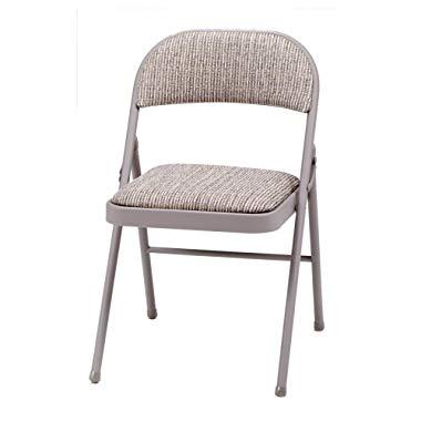 MECO 4-Pack Deluxe Fabric Padded Folding Chair, Chicory Lace Frame and Motif Fabric Seat and Back