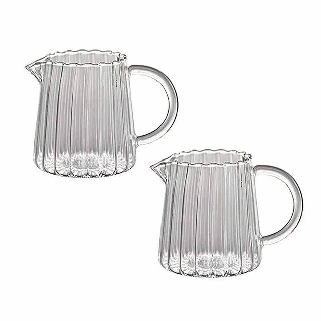 CHOOLD Elegant Wave Shaped Glass Creamer Coffee Milk Creamer Pitcher/Serving Pitcher/Sauce Pitcher/Milk Creamer Jug for Kitchen 8.5 oz, Set of 2