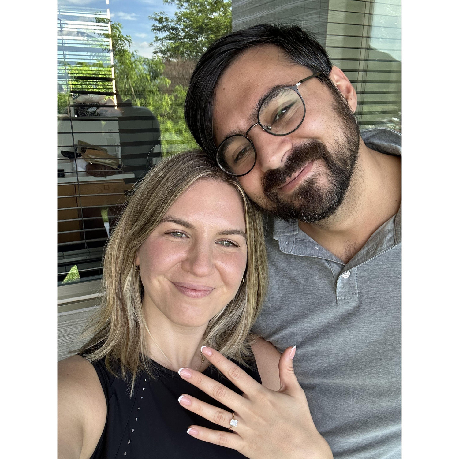Our engagement selfie - Kawaguchiko, Japan