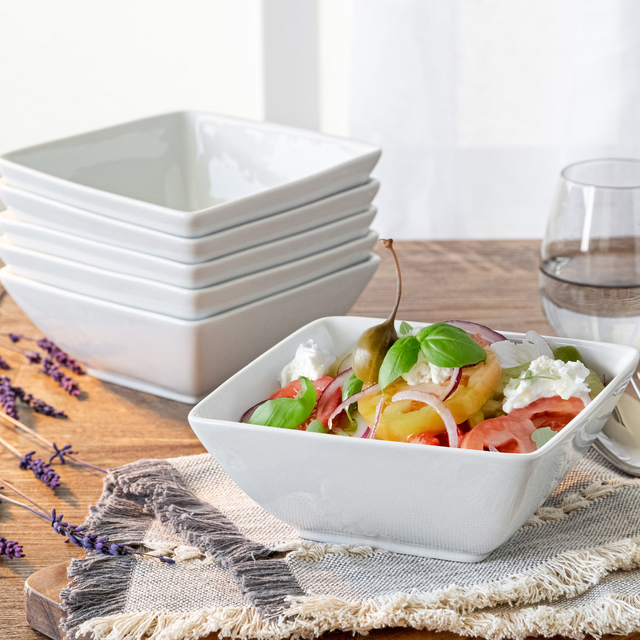 Better Homes & Gardens Porcelain Square Bowls, White, Set of 6