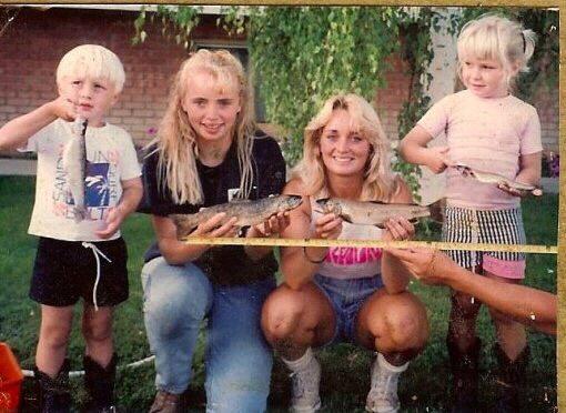 Me and Lindsey and Jack and my sweet sis, Julie back in the day!  Yeah, I’m rockin’ my Scorpions tank top!