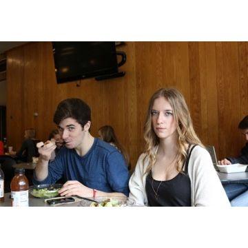 Our first photo together (eating lunch in Eagle's Nest at BC) – February 2015
