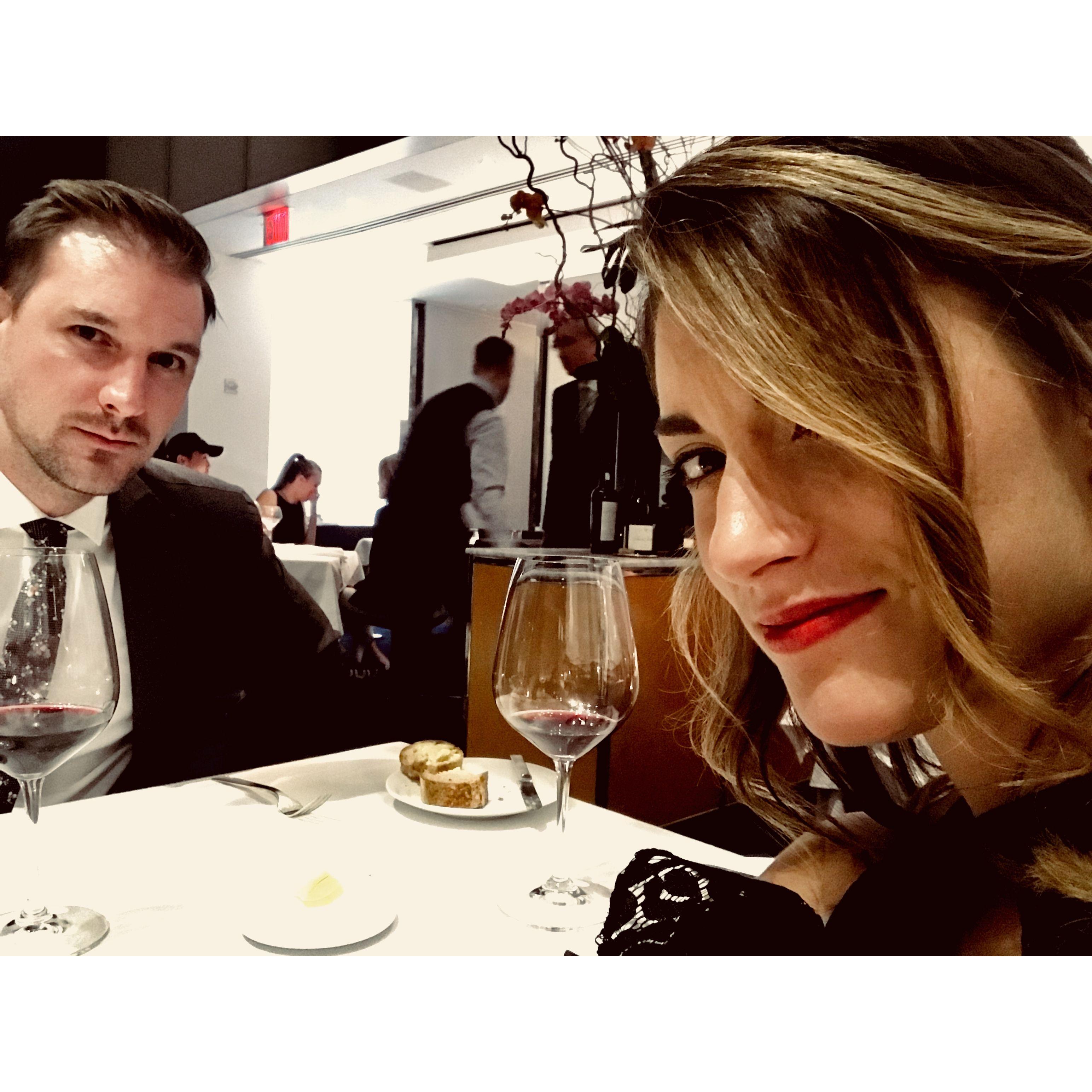 Our Michelin restaurant experience at The Modern in NYC. These are our fancy faces.