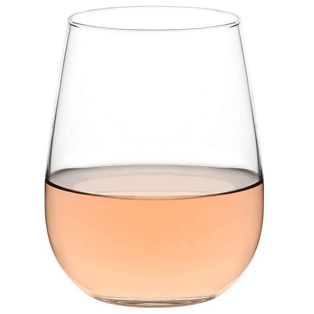 LAV Stemless Wine Glasses 6-Piece, Red or White | 16 oz All-Purpose Lead-Free Modern Clear Glass Tumbler Set for Wine & Water and Beverages | Easy to Hold, Ideal for Everyday Use or Entertaining