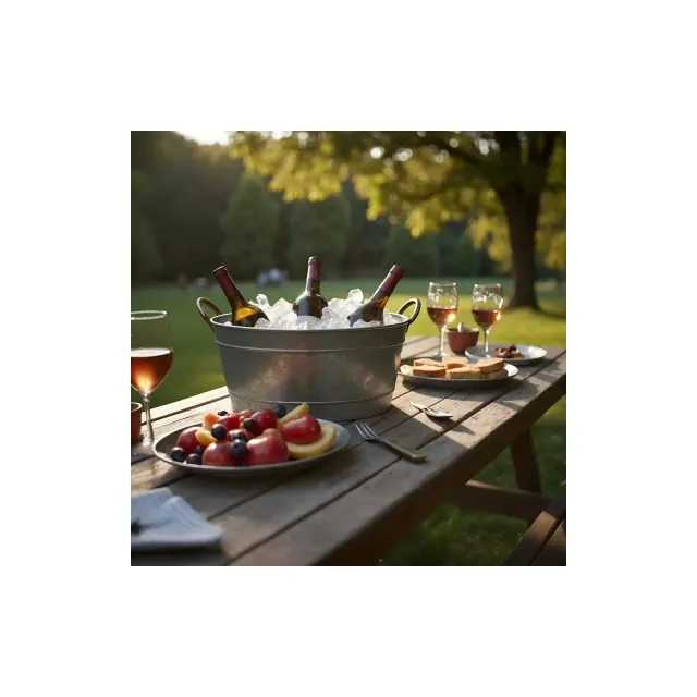 Royal Hampton 23 Inch Beverage Tub with 2 Handles, Galvanized Steel Construction
