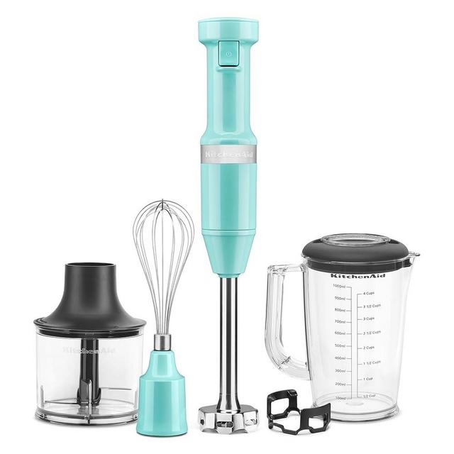 KitchenAid Variable Speed Corded Hand Blender with Accessories, Aqua Sky, KHBV83AQ