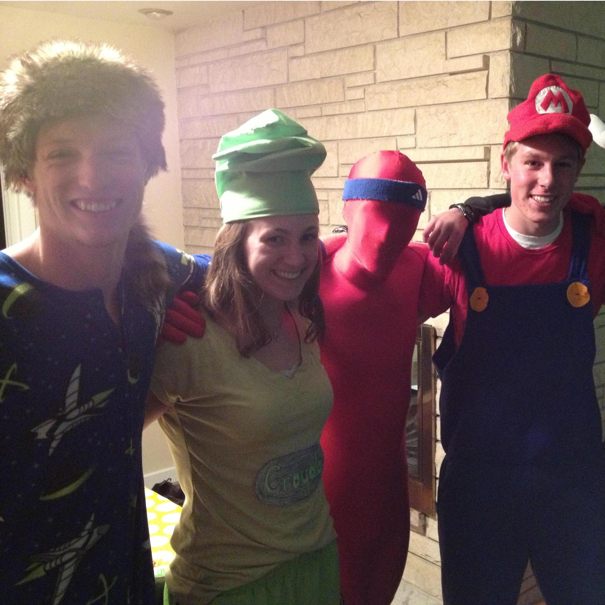 Halloween 2012 Left to right: Macklemore, a crayon, big red (ben), mario