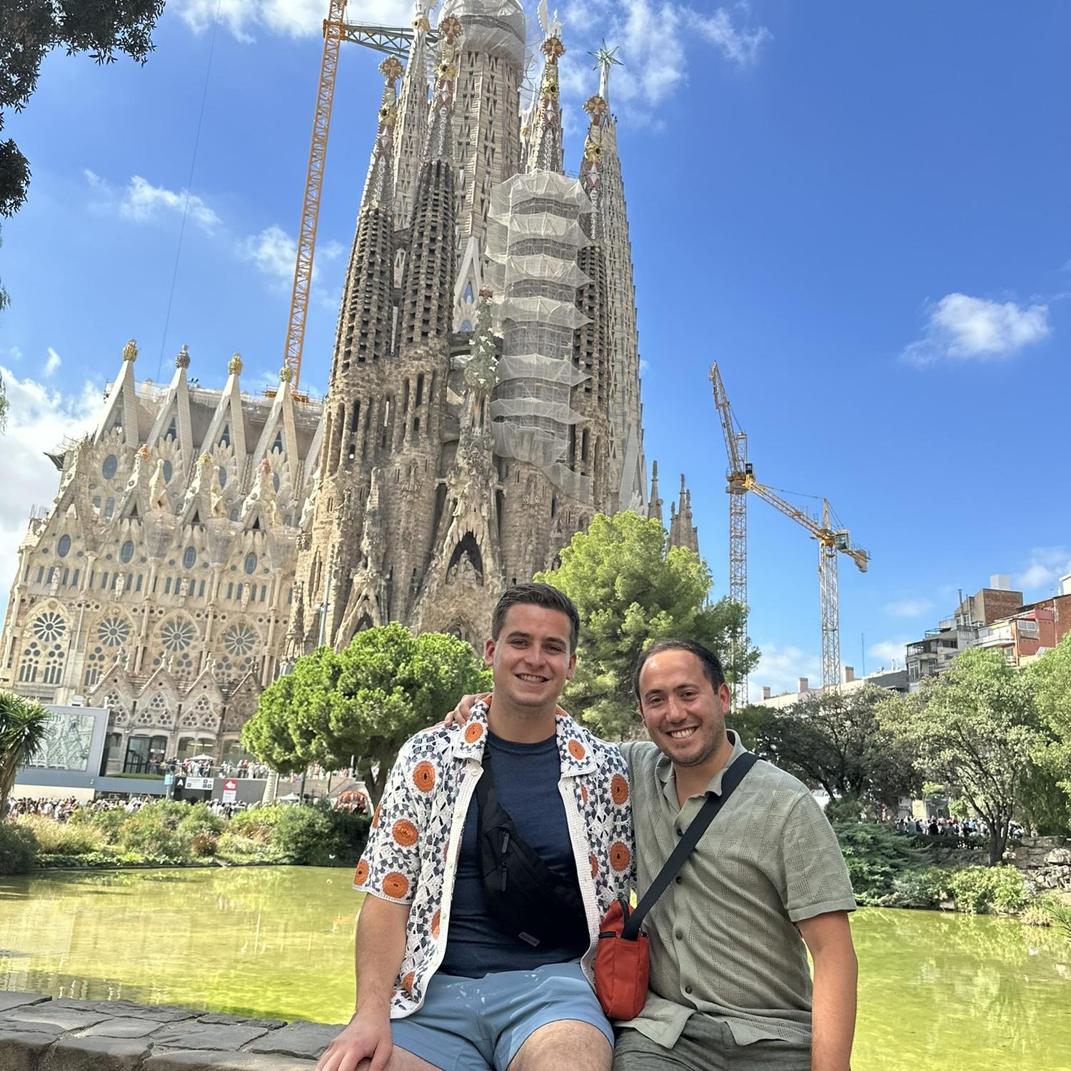 Posing outside of Sagrada Familia Basilica in Barcelona, Spain - September 2024