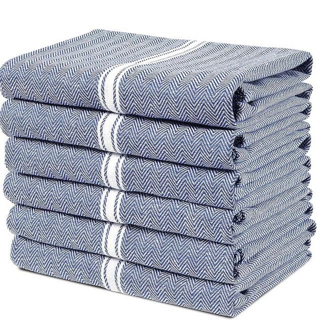 LANE LINEN Kitchen Towels Set - 100% Pure Cotton Dish Towels for Kitchen, Super Absorbent Kitchen Hand Towel, Blue Tea Towels, Soft & Durable Dish Cloths, Pack of 6 – 15”x25”, Blue Chambray
