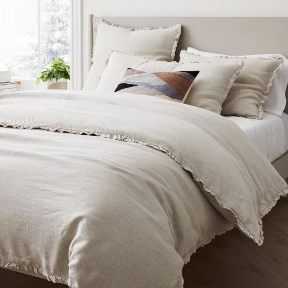 European Flax Linen Ruffle Duvet Cover (queen)