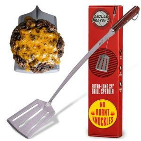 Grill Spatula 24-inch Super Long for Grilling Barbecue Griddle and Fire Pit Extra Strong Curved Neck Premium Hardwood Handle Large Stainless Steel Blade For BBQ Outdoor Kitchen and Grilled Food
