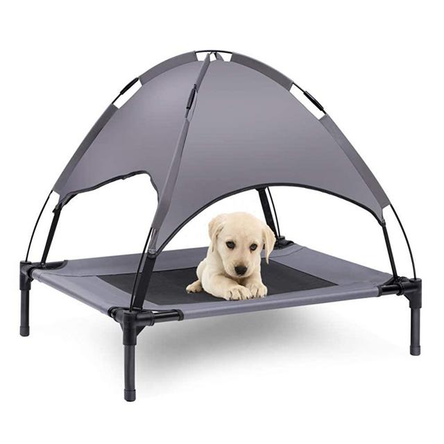 Fit Choice The Elevated Dog Bed with Canopy, Outdoor Dog Bed, Pet Canopy with Cot, Premium 210D Polyester Canopy, Deluxe 600D PVC W/ 2x1 Textilene, W/Carrying Bag (Medium, Grey)