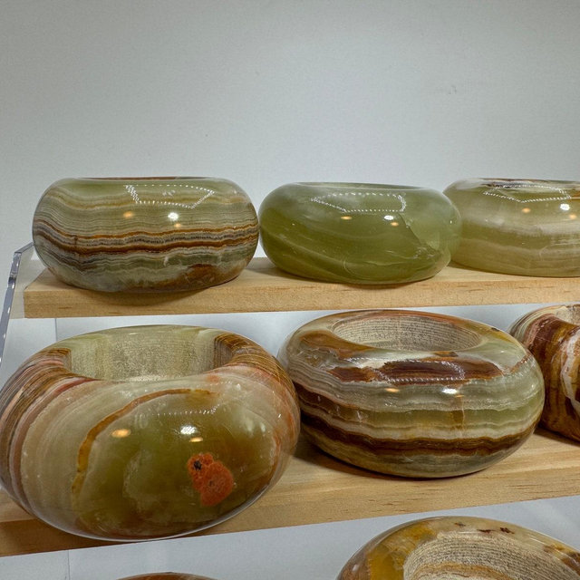 Banded Onyx Tealight Candle Holder or Sphere Stand – Hand Carved Stone Decor | Unique Boho Home Accent Gift | 2 Styles Available Crystal