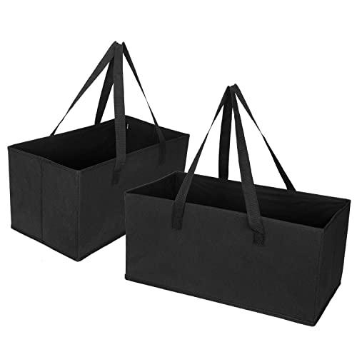 VENO 2 Packs Extra Large Reusable Grocery Shopping Bags, Storage Boxes, Handy, Premium Quality, Heavy Duty Tote with Handles, Reinforced Bottom. Foldable, Collapsible, Made from Recycled Material (XL)