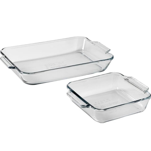 Anchor Hocking Oven Basics Cake Dish & 3 Quart Baking Dish Value Pack – Tempered Glass for Even Baking, Oven Safe, Microwave Safe, Made in USA