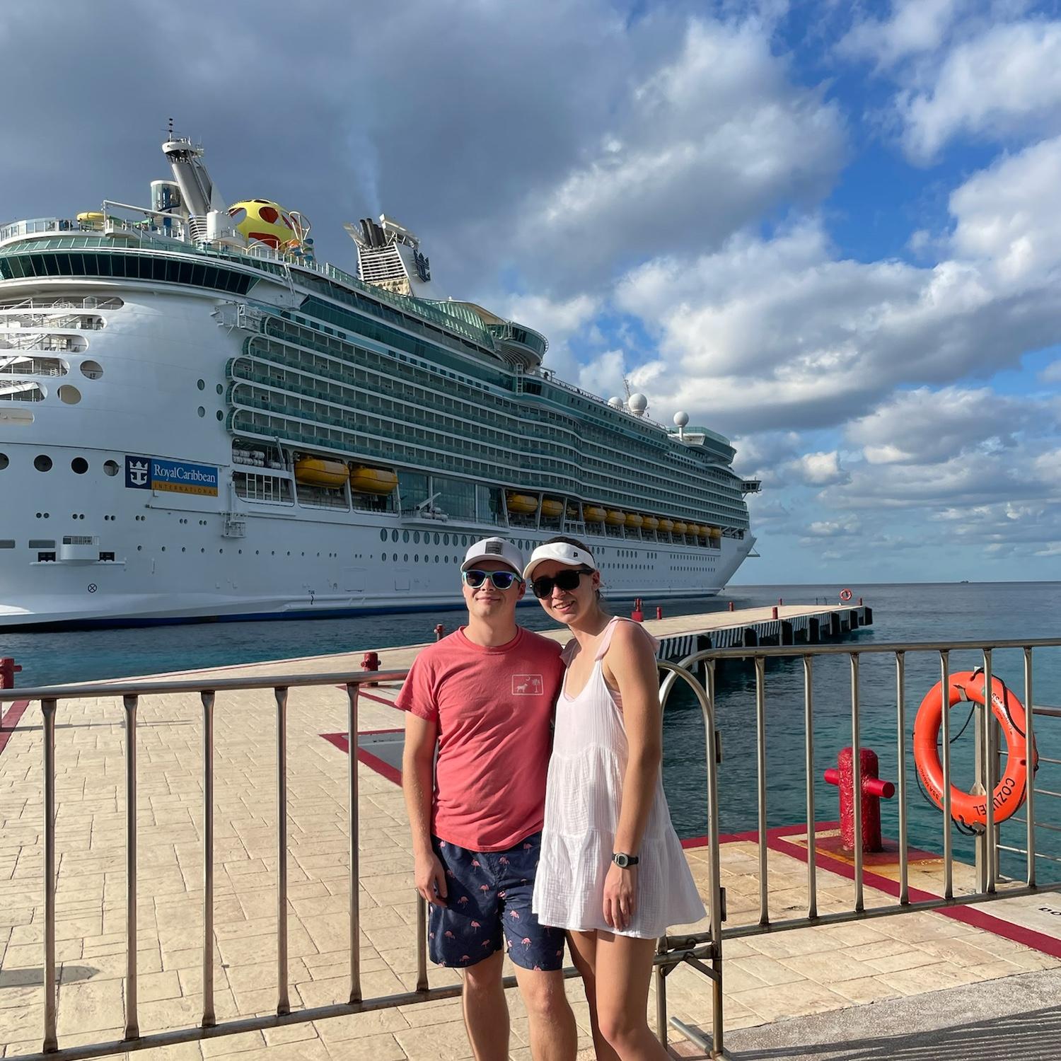 Kristen and Sean with the Mariner of the Seas in the background.