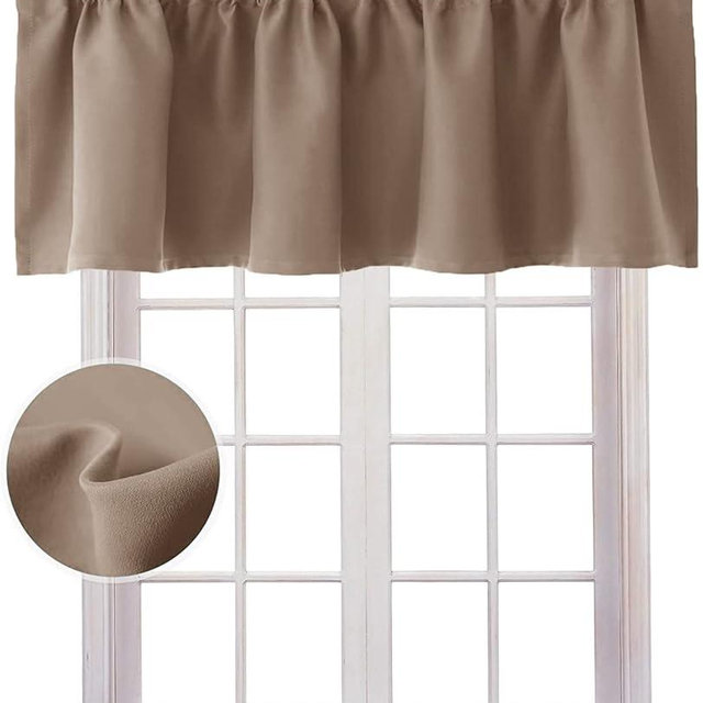 Hiasan Valance Curtains for Kitchen Blackout Thermal Insulated Solid Window Curtain Valance, Cappuccino, 42 x 12 Inches, 1 Panel