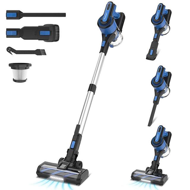 POWEART Cordless Vacuum Cleaner, Lightweight Cordless Stick Vacuum with 26Kpa 350W Powerful Suction, 6-in-1 Self-Standing Rechargeable Battery Vacuum Up to 45mins Runtime for Hardfloor Carpet Pet Hair