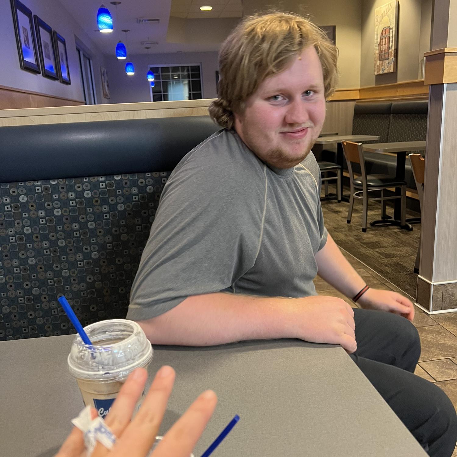 That's the look of someone who is plotting...as Sabrina jokes with a paper ring.