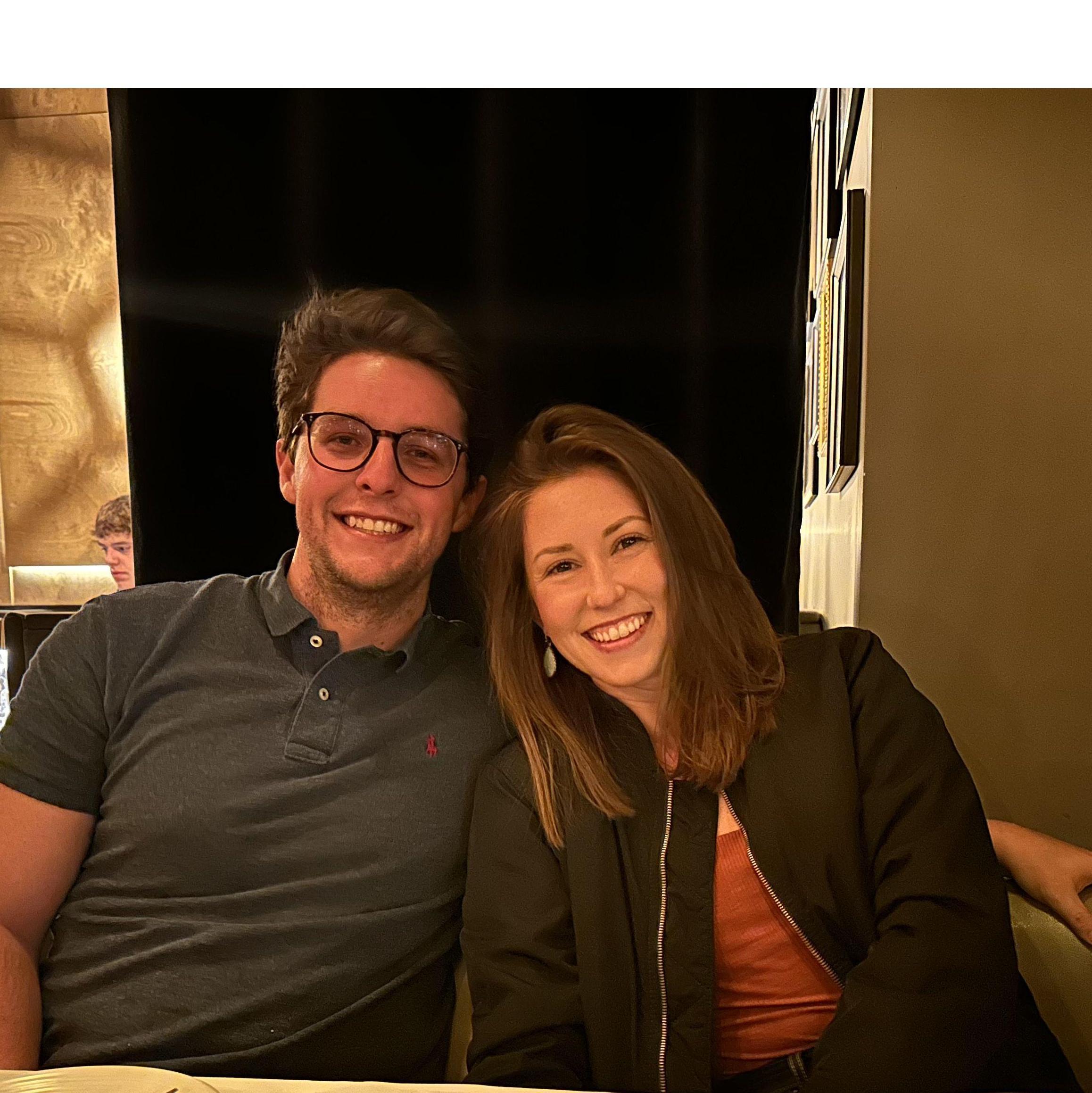 Enjoying dinner at our favorite restaurant in Austin, J. Carver's