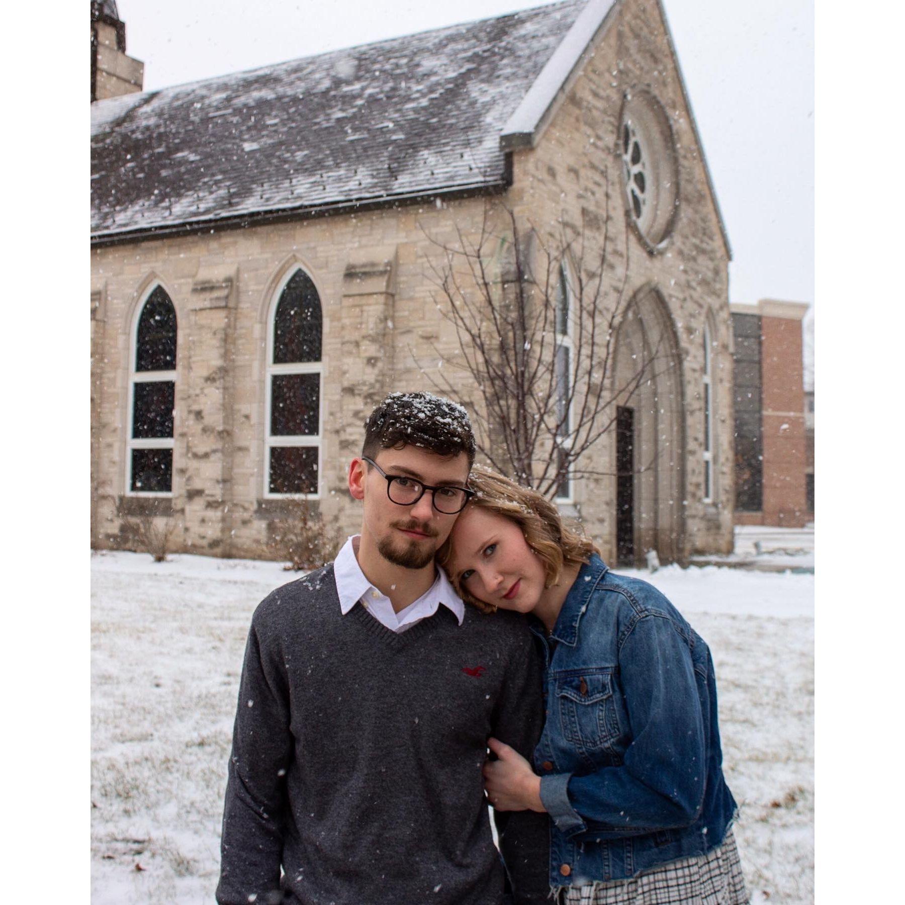 Our one year anniversary (February 2022) we took pictures around campus with our talented friend Lauren Beemer!