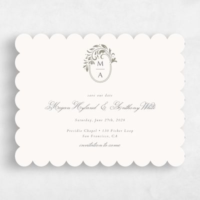 Green Scalloped Wedding Save the Date - Palais Landscape