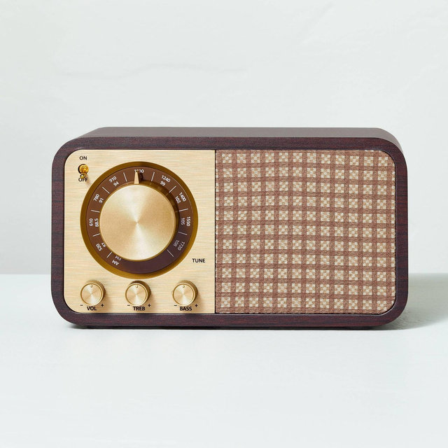 Small Wood Finish with Brass Retro Radio - Hearth & Hand™ with Magnolia