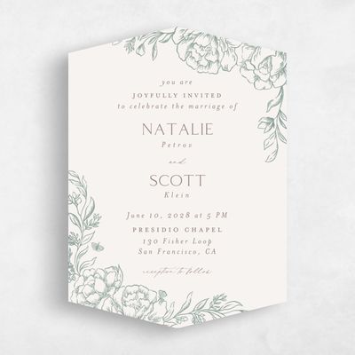 Green Diamond Wedding Invitation - Armoise Portrait