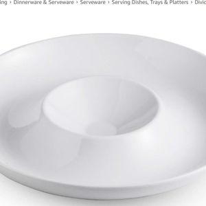 LAUCHUH Porcelain Chip and Dip Serving Set Divided Serving Trays Appetizers and Cheeses Serving Platter Compartment Dish for Mother's Day, Snack, Fruit, Veggies, Candy, 12-inch Set of 1