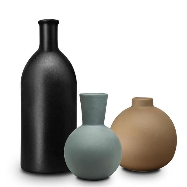 Pottery Vases Set of 3 Rustic Farmhouse Decor Display Bouquets,Pampas Grass & Fresh/Dried Flowers in Any Space Multicolor Ceramic vases for Living Room,Kitchen, Bedroom,Bathroom,entrywaymantel