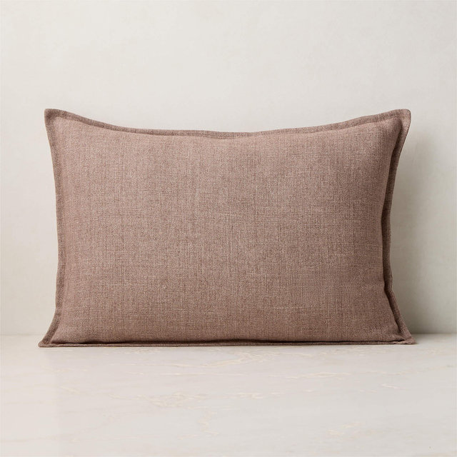 Callas Smoked Lavender Linen Throw Pillow with Down-Alternative Insert 22"x15"