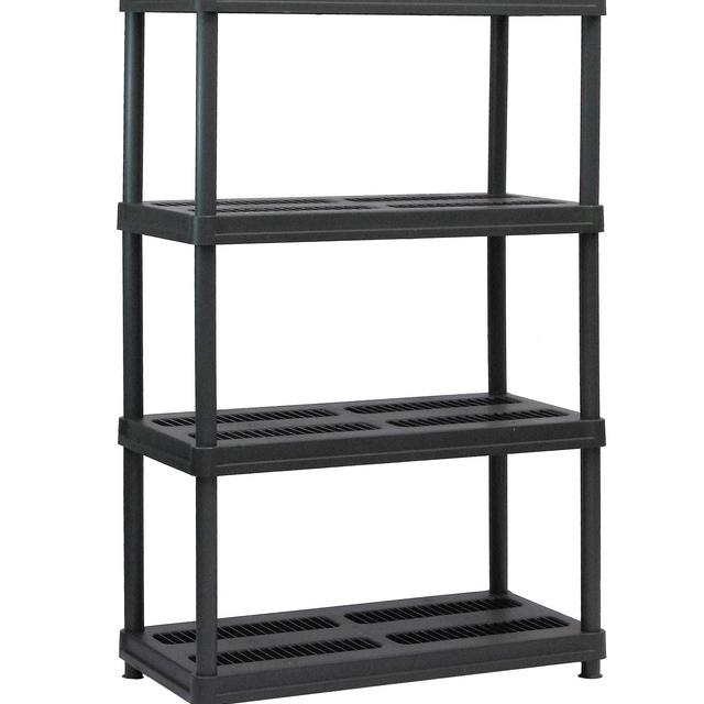Juggernaut Storage 36"W x 18"D x 56"H 4-Shelf Resin Freestanding Shelves, Black