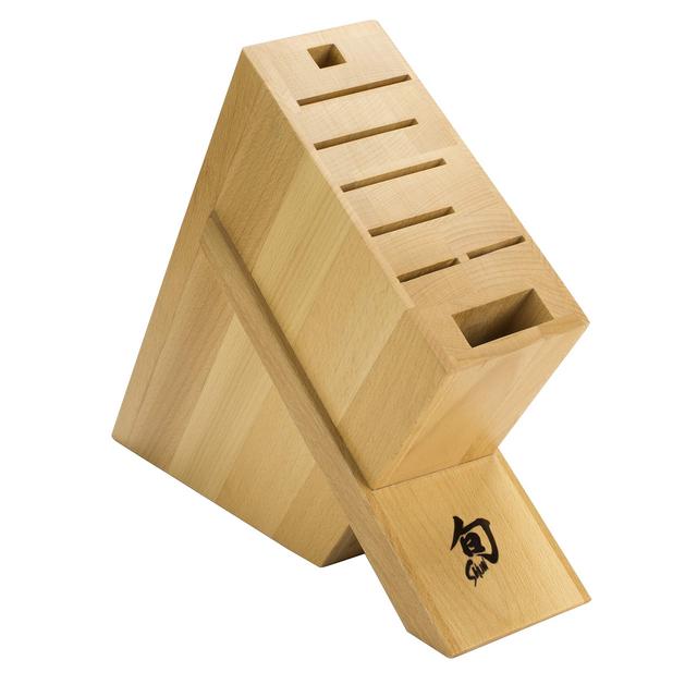 Shun Beechwood Kickstand Knife Block, 8-Slot, DM0838, 3.1 x 9.1 x 11.1 inches, Light Brown